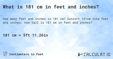 181cm in ft|181 cm in feet and inches